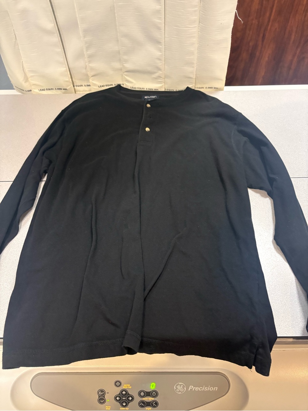 Puritan Black Long-Sleeve Henley Shirt